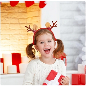 Christmas reindeer antler headband with bells and ears for holiday party decoration