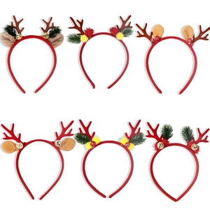 Christmas reindeer antler headbands set with bells and pine cones in 6 festive styles