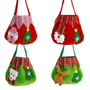 Cartoon Christmas Candy Gift Bag Non-Woven Felt Tote Bag For Kids Reindeer Snowman Santa Claus Pattern Party Decoration