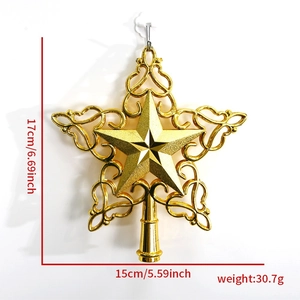 Detailed dimensions of a hollow gold Christmas tree topper star with 17cm height measurement