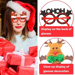 Creative Christmas party glasses with reindeer and glitter fabric for holiday celebrations