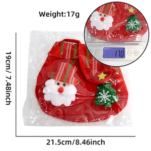Red Christmas Santa gift bag with plush handles for candies and holiday presents