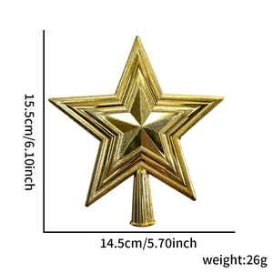 Golden 3D Christmas star tree topper with dimensions 15.5x14.5cm and metallic matte finish