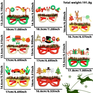 Lot de 8 lunettes de fête de Noël avec motifs renne Père Noël et sapin festifs