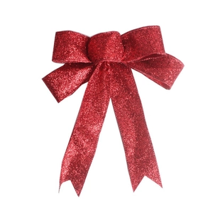Nœud de Noël rouge scintillant de 25cm pour sapin et décorations de fête élégantes