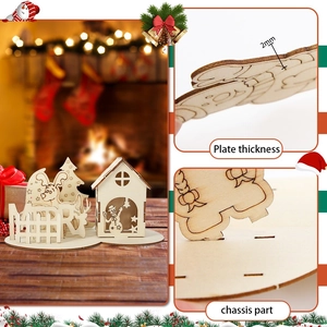 DIY wooden Christmas puzzle kit featuring a laser-cut reindeer and cabin for desk decor