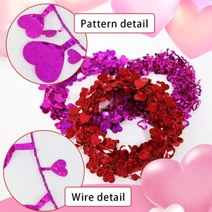 Ghirlanda di paillettes a forma di cuore da 7,5 metri per decorazioni San Valentino