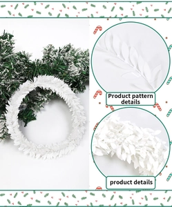 Close-up of white artificial leaf wreath showing intricate layered textures for holidays