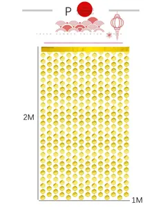 Dettagli dimensionali della tenda dorata a paillettes con smile da 1x2 metri