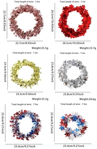 Detailed specs of Independence Day star tinsel garlands in red, blue, and silver colors
