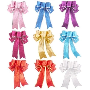 Noeuds de Noël Pailletés Faits à la Main en Tissu pour Décoration de Sapin de Noël Fête Célébration Couleurs Vibrantes