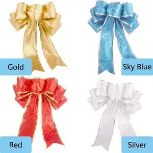 Lot de nœuds de Noël colorés de 20 cm à paillettes en or, bleu ciel, rouge et argent