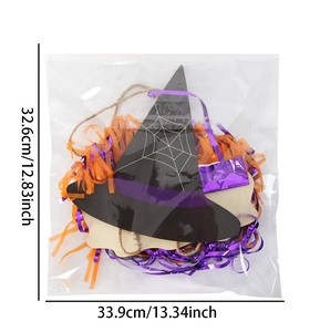 Halloween hanging set with witch hat and tassel garland in transparent packaging