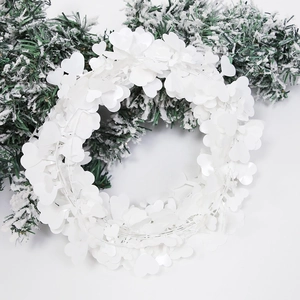 7.5m white heart garland with shiny leaf sequins for Christmas and party decoration