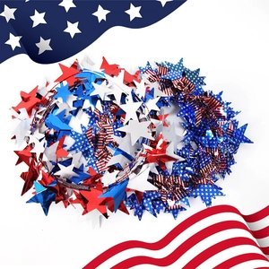 Independence Day star wreath with red blue and silver stars for party decoration