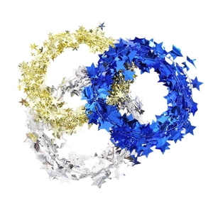 Independence Day star tinsel garland in red silver blue metallic colors for party decor