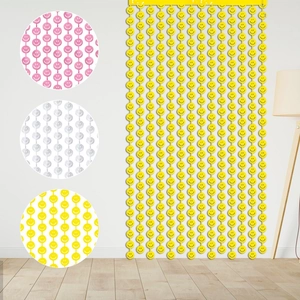 Rideau de perles colorées à visage souriant pour décoration murale jaune rose argent