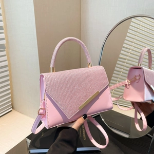 Niche Design Rhinestone Glitter Flap Square Box Shoulder Bag For Women New Fashion PU Leather Handbag Daily Crossbody Purse