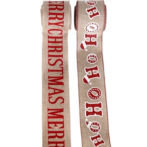 Weihnachten Juteband Mit Drahtkante Merry Christmas HOHO Buchstabendruck Für Weihnachtsbaum DIY Geschenkverpackung Partyband