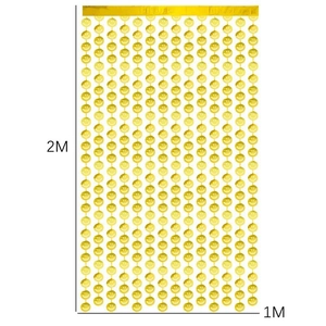 Rideau de pluie doré à smileys 2M x 1M pour décoration murale de fête festive