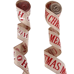 Weihnachtsbänder aus Leinenimitat mit Ho Ho Ho und Merry Christmas Aufdruck für Deko