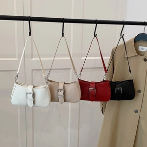 Trendy PU Leather Small Square Shoulder Bag For Women Vintage Metal Buckle Daily Commute Crossbody Bag Fashion Axillary Handbag