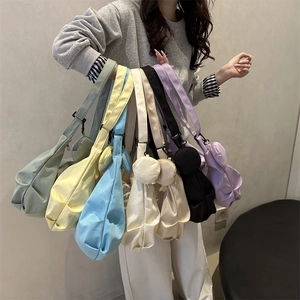Borsa a Spalla Donna Mezzaluna in Tela e Velluto a Coste Casual Moda Tinta Unita Hobo Tracolla Con Portamonete Rotondo