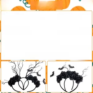 Détails de taille et poids du serre-tête d'Halloween avec chauve-souris et rose