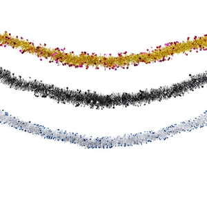 2-meter festive tinsel garland set with metallic stars for Christmas tree decoration