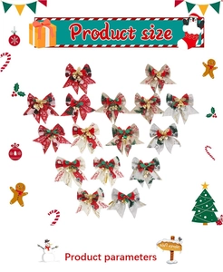 Christmas burlap bows with bells arranged in heart shape for holiday tree decoration