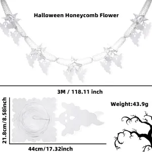 Detailed size parameters for a 3-meter Halloween honeycomb hanging ghost decoration