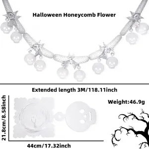 3M white honeycomb skull banner for Halloween decoration with dimensions and weight info