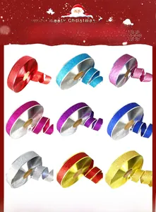 Detailed set of nine shimmering metallic tinsel ribbons for Christmas tree decoration