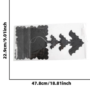 Black Halloween bat hanging ornament with dimensions 47.8cm length and 22.9cm height