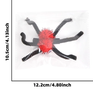 Halloween plush spider hair clip decor with red body and black legs, 4.80 x 4.13 inches