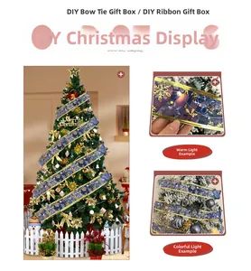 Detail of LED Christmas ribbon showing warm and colorful light modes for tree decoration