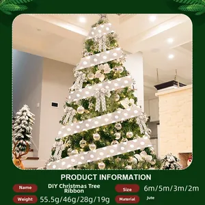 Ruban de Noël en jute à pois sur sapin, disponible en 2m à 6m pour décoration DIY
