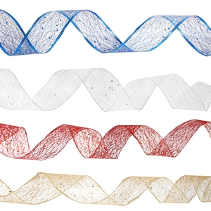 Glitter Christmas Ribbon Mesh For Christmas Tree Decoration Gift Box Wrap Red Gold Silver Blue Holiday Home Party Decor