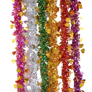 Red heart sequin garland set in six vibrant metallic colors for Christmas and party decor