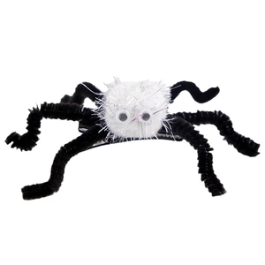 Pince à cheveux araignée d'Halloween en peluche blanche avec yeux mobiles pour la fête