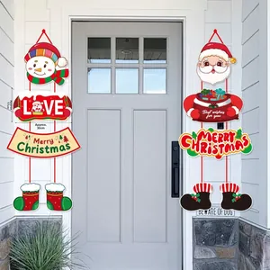 Weihnachtsdekoration für Türen mit Weihnachtsmann- und Schneemannmotiven und Aufhängern