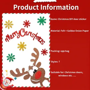 DIY Christmas felt door stickers with glitter Merry Christmas sign and reindeer motif