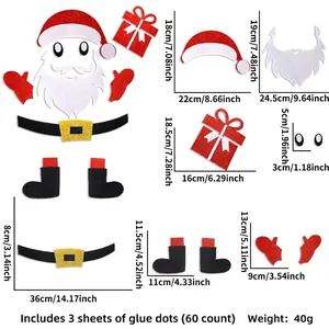 DIY Santa Claus wall sticker set with hat, beard, and boots for Christmas home decoration