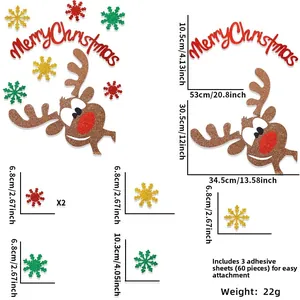 Christmas decoration kit size guide with glitter reindeer head and festive lettering
