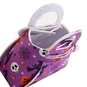 Halloween pumpkin skull purple non-woven candy bag with handles for party decoration