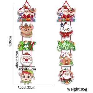 Vertikale Weihnachtsbanner aus Papier mit Weihnachtsmann und Rentier in 120cm Länge