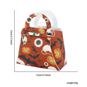 Halloween pumpkin candy bag with dimensions 12x13cm and weight 20g on white background