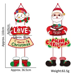 Weihnachtsdekoration Set mit Weihnachtsmann und Schneemann Motiven, 110cm langer Türhänger