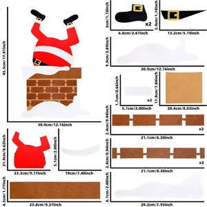 Detailed components of DIY felt Santa Claus and chimney Christmas door decorations