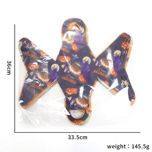 Foldable purple Halloween candy gift bag with pumpkin and ghost prints, 36x33.5cm